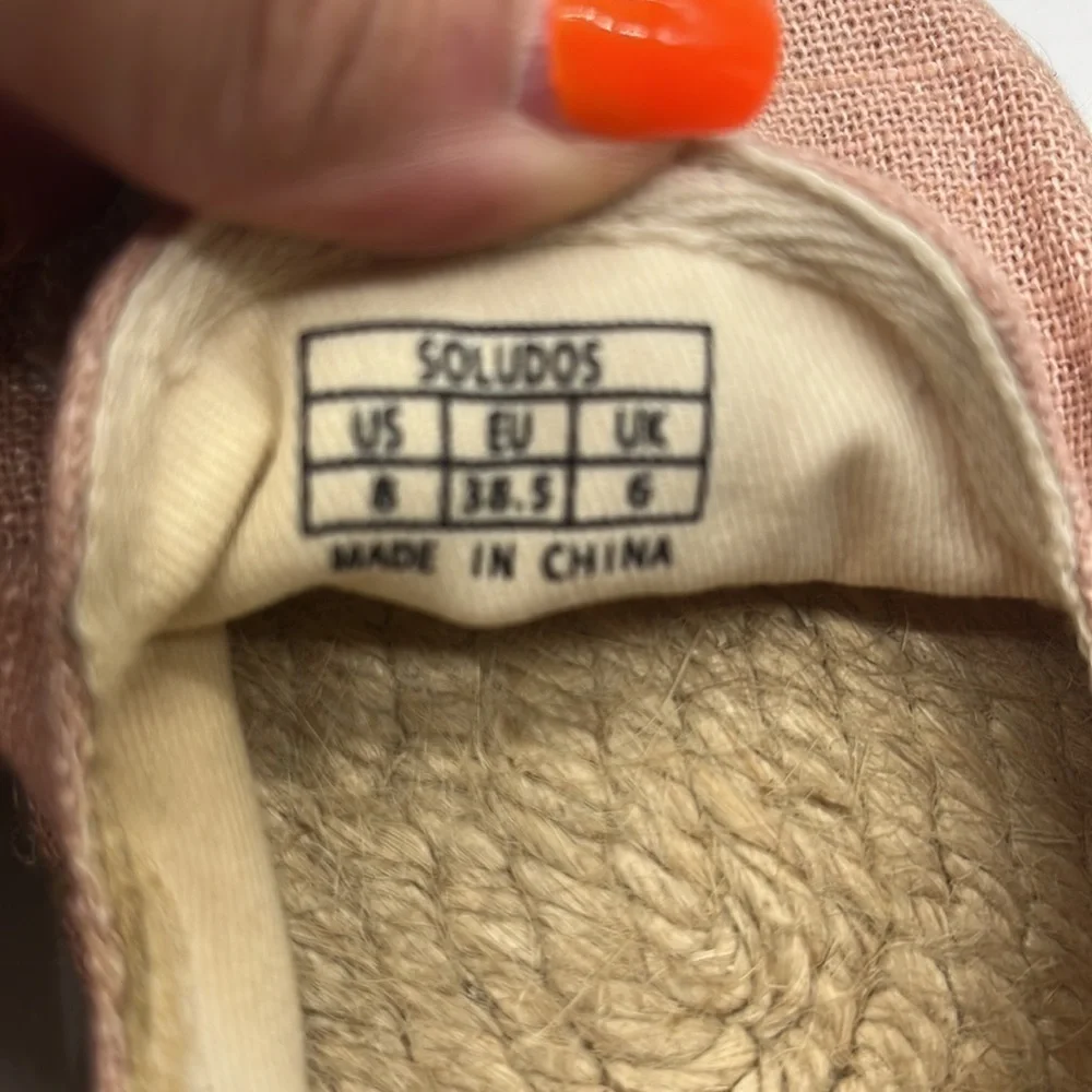 Soludos Ciao Bella Pink Natural Color Espadrilles Sz 8. ESP0849